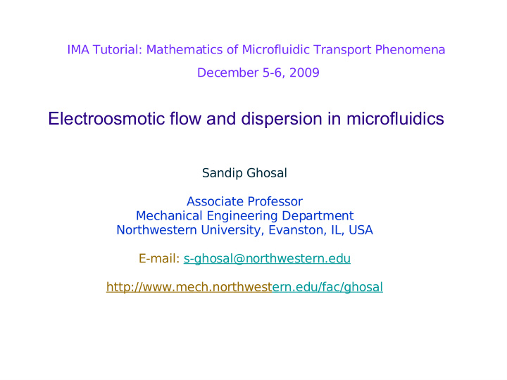 electroosmotic flow and dispersion in microfluidics