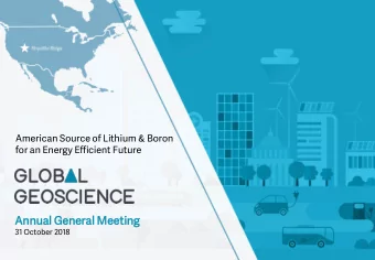 Ann  nnual Gen  eneral Meeting  31 October 2018  1  ASX: GSC  Important Notices and Disclaimers