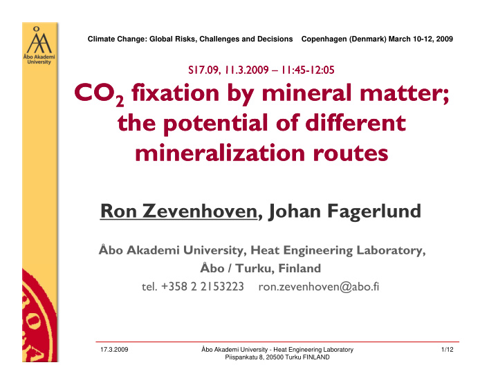 co co 2 fixation by mineral matter fixation by mineral