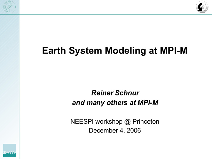 earth system modeling at mpi m