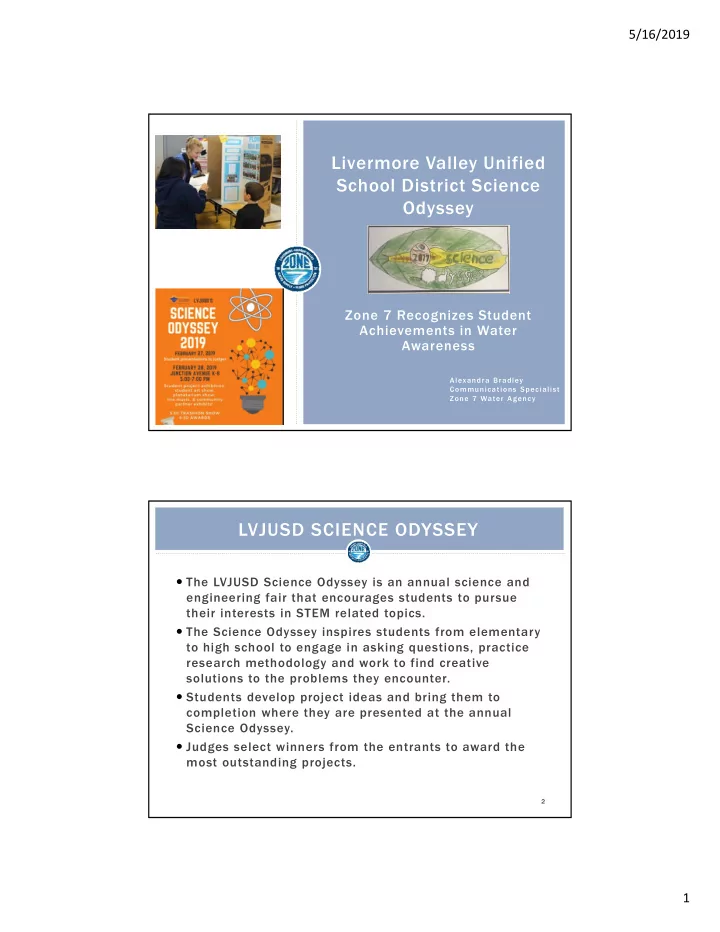 livermore valley unified school district science odyssey