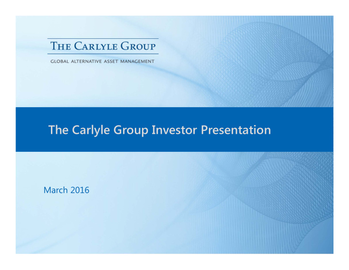 the carlyle group investor presentation