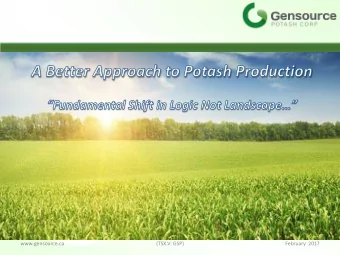 www.gensource.ca  (TSX.V: GSP)  February  2017  Disclaimer  This presentation does not constitute