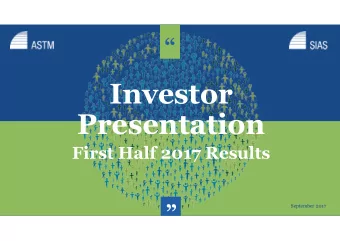 Going Global  First Half 2017 Results  2017  2021 Strategic Plan    September 2017  2