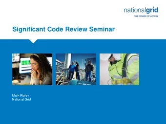 Significant Code Review Seminar  Place your chosen  image here. The four  corners must just  cover