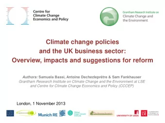 Overview, impacts and suggestions for reform Authors: Samuela Bassi, Antoine Dechezleprtre &amp;