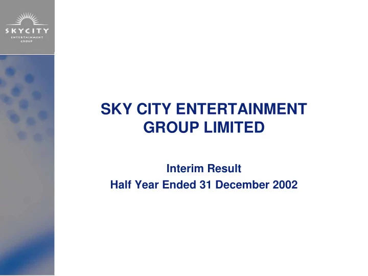 sky city entertainment group limited