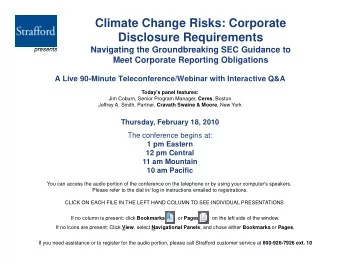 Climate Change Risks: Corporate  Disclosure Requirements  Navigating the Groundbreaking SEC