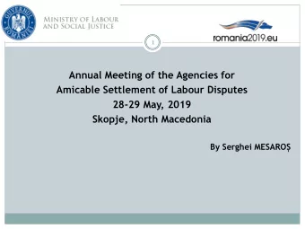 Annual Meeting of the Agencies for  Amicable Settlement of Labour Disputes  28-29 May, 2019