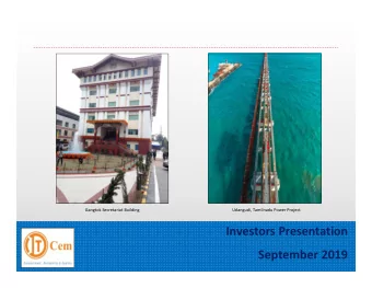 Investors Presentation  September 2019  Page 1  Caution regarding forward-looking statements