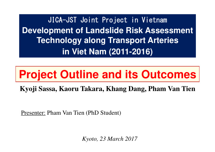 project outline and its outcomes