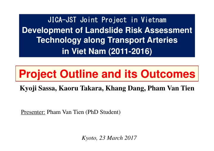 project outline and its outcomes