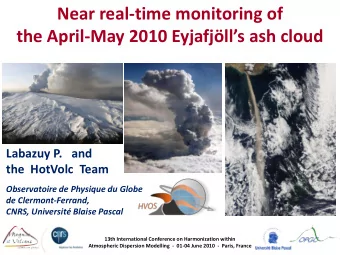 Near real-time monitoring of  the April-May 2010 Eyjafjlls ash cloud  Labazuy P.   and  the