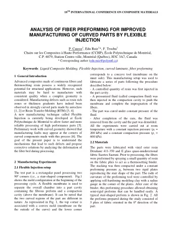ANALYSIS OF FIBER PREFORMING FOR IMPROVED  MANUFACTURING OF CURVED PARTS BY FLEXIBLE  INJECTION P.