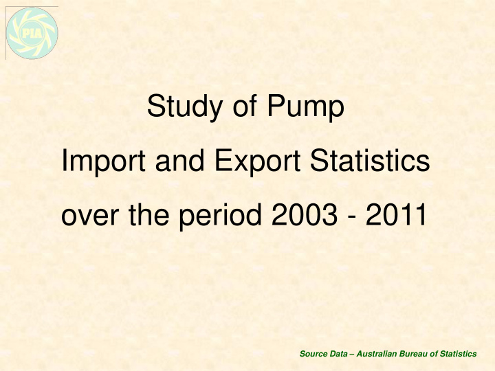 study of pump import and export statistics over the