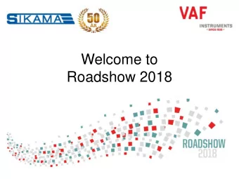 Welcome to  Roadshow 2018  Agenda    Introduction Sikama / Vaf    MRV &amp; IMO DCS