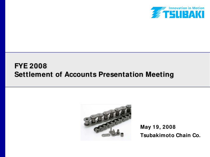 fye 2008 settlement of accounts presentation meeting