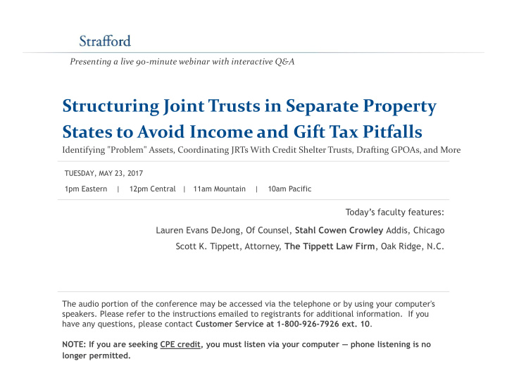 structuring joint trusts in separate property states to