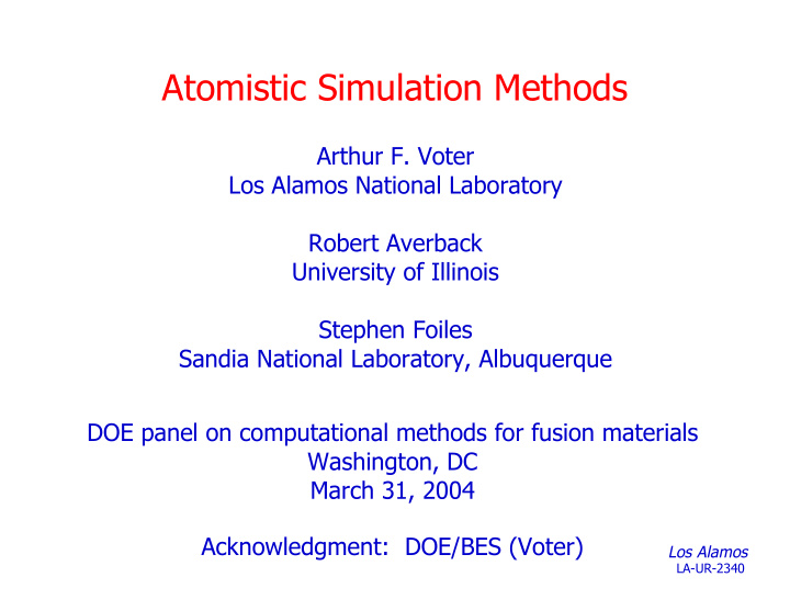 atomistic simulation methods