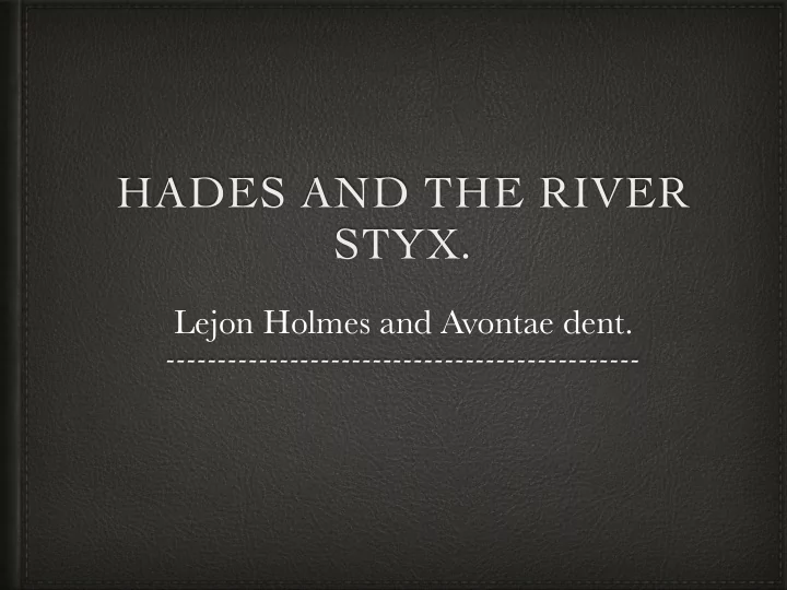 hades and the river styx