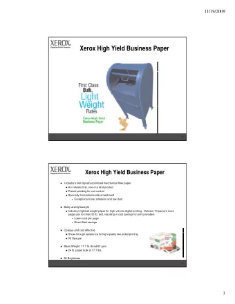 Xerox High Yield Business Paper  Supplies North America  1  Xerox High Yield Business Paper