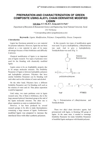 LIGNIN S.H. Kim, S.T. Oh, H.Y. Jeong and J.S. Park*  Department of Biosystem &amp; Biomaterials