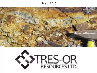 March 2018  Fontana sulfide gossan FORWARD LOOKING STATEMENTS  Certain information contained in