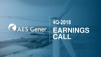 EARNINGS  CALL  DISCLAIMER  This presentation is not an offer for sale of securities. This material