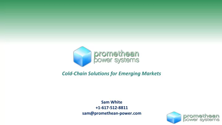 cold chain solutions for emerging markets