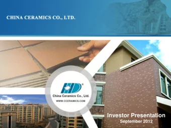 Investor Presentation  September 2012  Safe Harbor Statement  This presentation contains