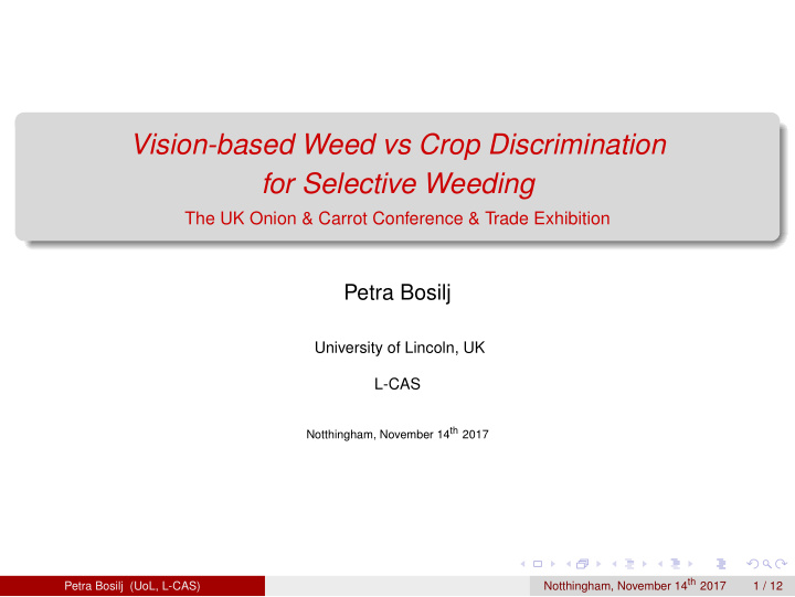 vision based weed vs crop discrimination for selective