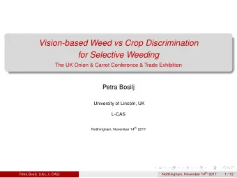Vision-based Weed vs Crop Discrimination  for Selective Weeding  The UK Onion &amp; Carrot