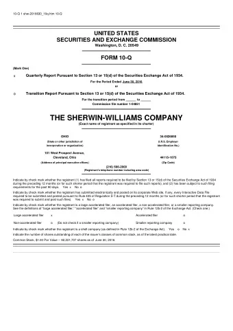 THE SHERWIN-WILLIAMS COMPANY  (Exact name of registrant as specified in its charter)  OHIO