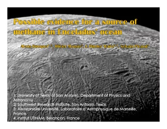 VOLATILES IN THE PLUMES  OF ENCELADUS  Ocean under ~ 35 km of ice  Water vapor plumes from