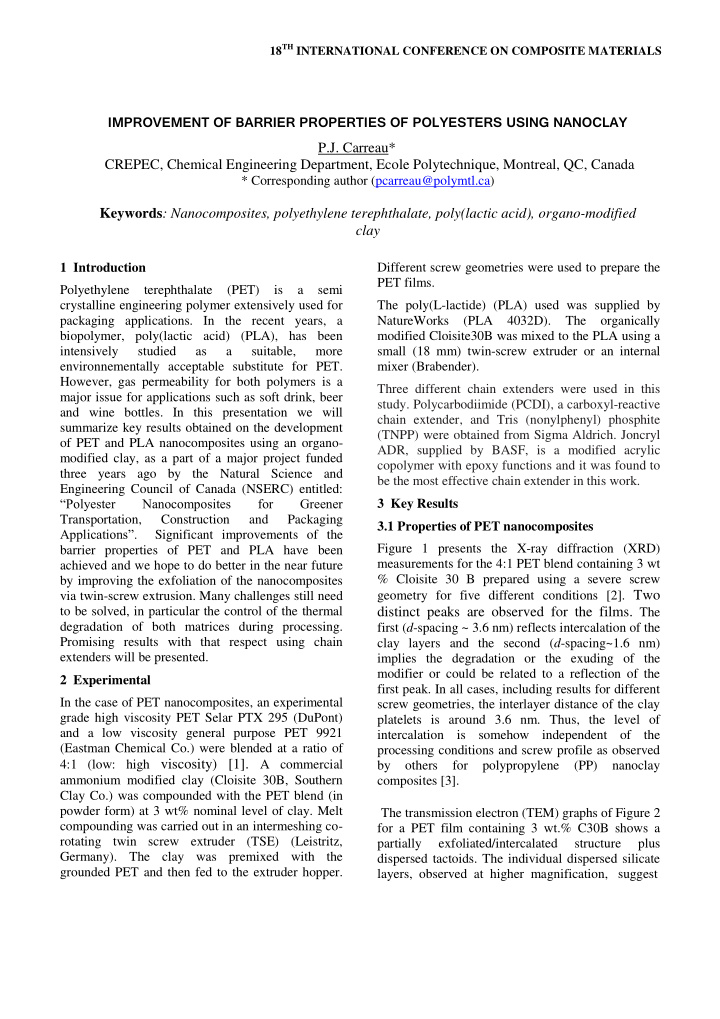 improvement of barrier properties of polyesters using