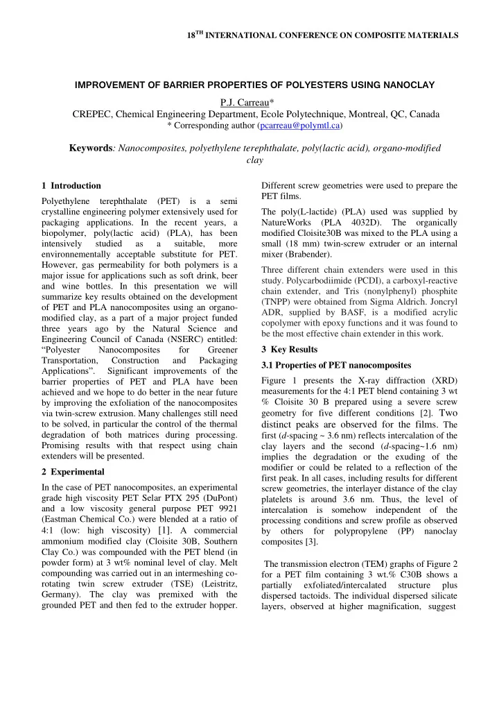 improvement of barrier properties of polyesters using