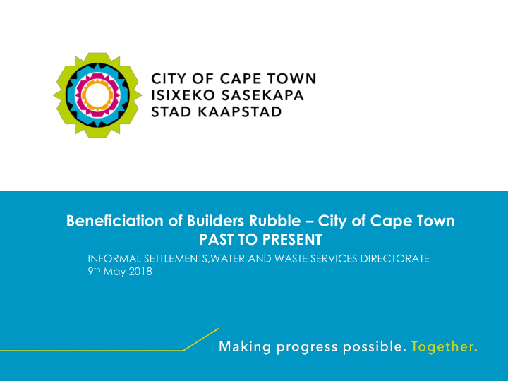 beneficiation of builders rubble city of cape town past