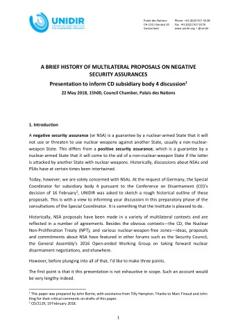 !  !  !  A!BRIEF!HISTORY!OF!MULTILATERAL!PROPOSALS!ON!NEGATIVE!  SECURITY!ASSURANCES!