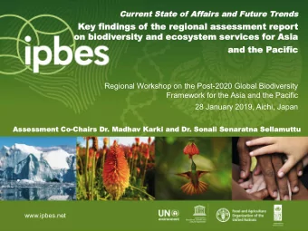 ic  and  and the  he Pacif  acific  Regional Workshop on the Post-2020 Global Biodiversity