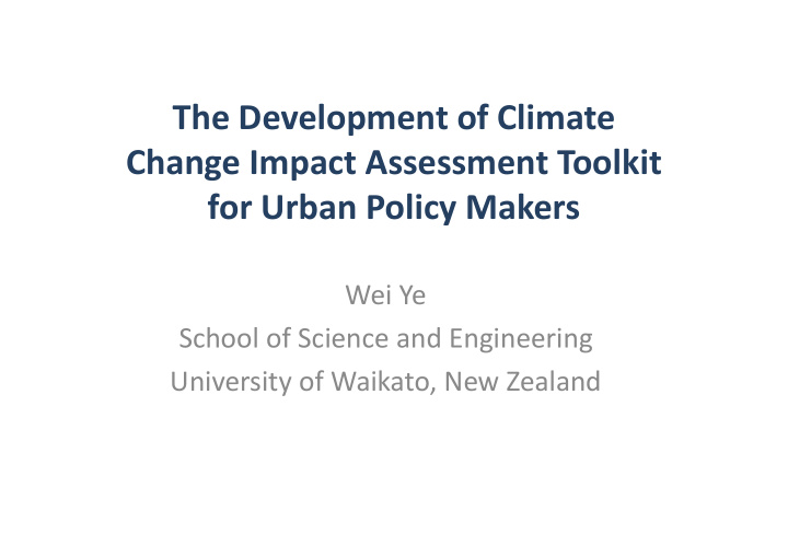 the development of climate change impact assessment