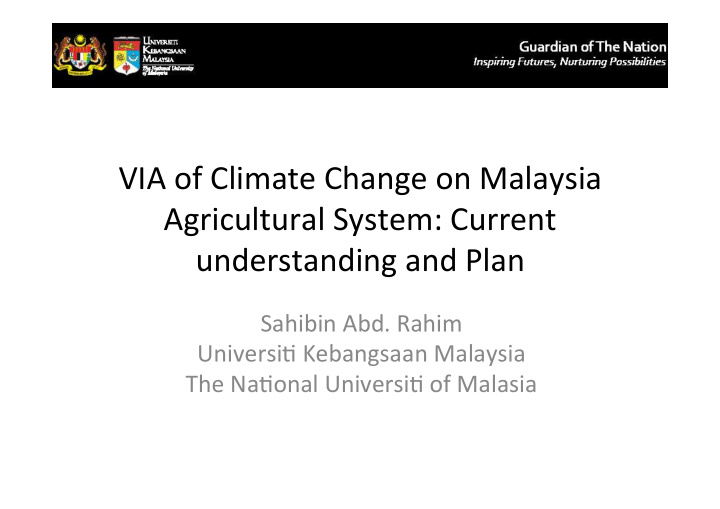 via of climate change on malaysia agricultural system