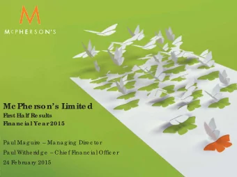 Mc Phe rsons L  imite d  F  ir  st Ha lf Re sults  F  ina nc ia l Ye a r  2015  Pa ul Ma g uire
