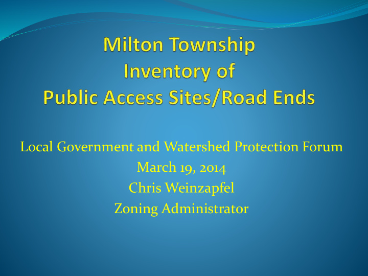 local government and watershed protection forum march 19