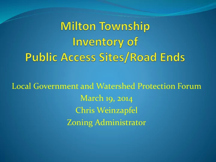 local government and watershed protection forum march 19
