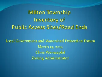 Local Government and Watershed Protection Forum  March 19, 2014  Chris Weinzapfel  Zoning