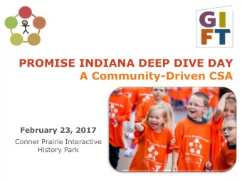 PROMISE INDIANA DEEP DIVE DAY A Community-Driven CSA  February 23, 2017  Conner Prairie Interactive