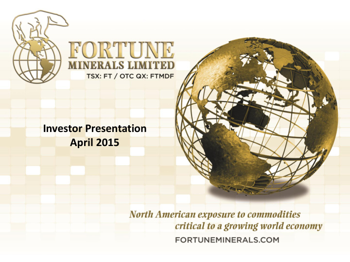 investor presentation april 2015 1 this management
