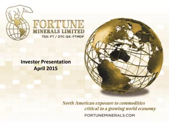 Investor Presentation  April 2015  1   This management presentation (the presentation) was