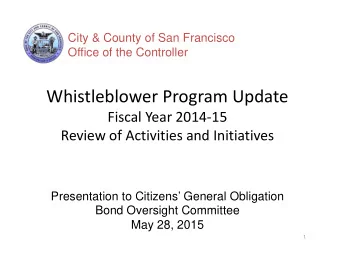 Whistleblower Program Update Fiscal Year 2014  15 Review of Activities and Initiatives