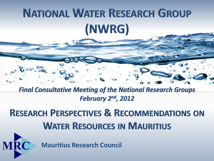 national water research group